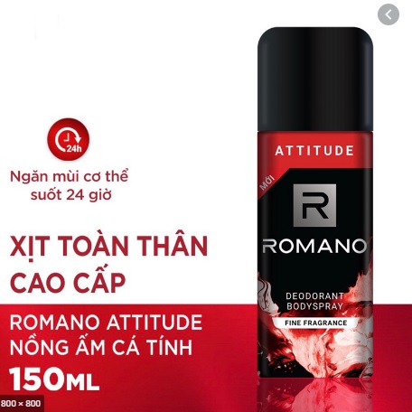 [HCM]Xịt Khử Mùi Romano Attitude 150ml