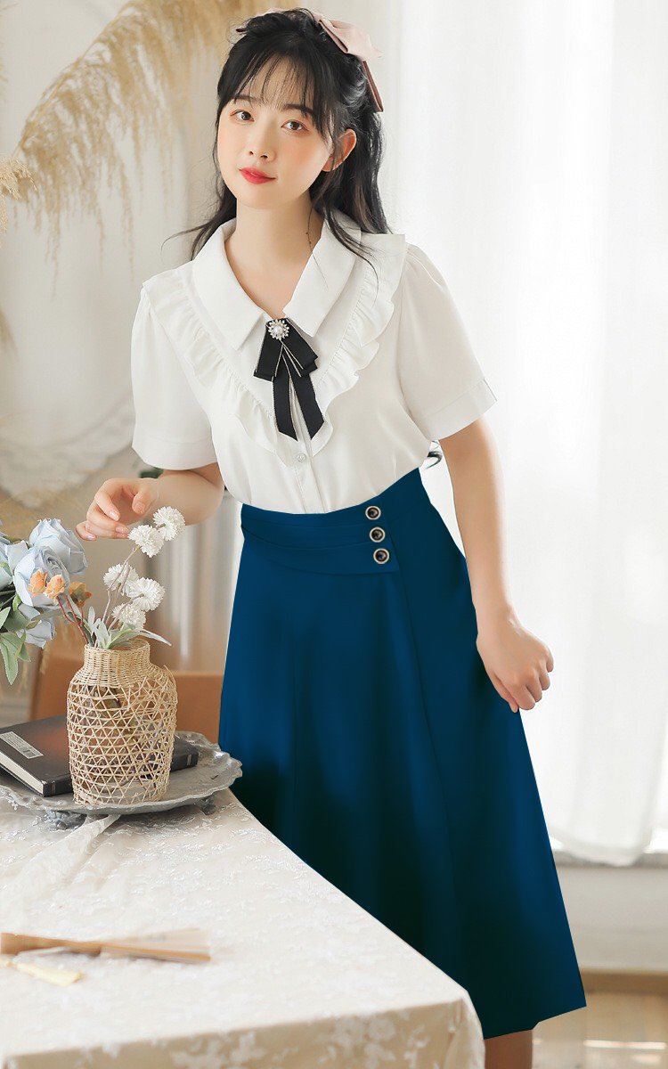 Chân Váy Xòe  PHỐI NÚT DÀI 67-70CM Màu Mới❣️[TẾT-CHÂN VÁY CÔNG SỞ ĐẸP-ĐỒ MẶC TẾT]
