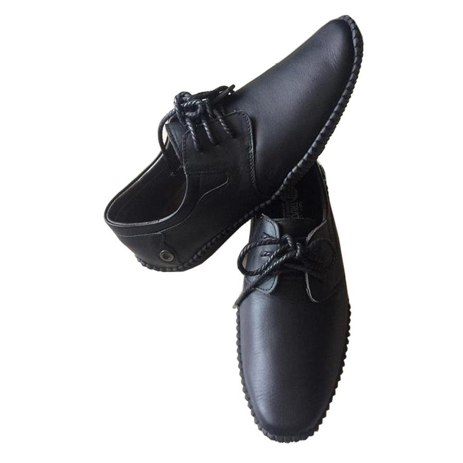 Giày mọi buộc dây đenTrường Hải da bò thật TH048