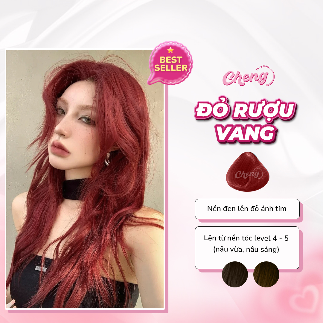 HOÀN TIỀN 15% - Thuốc Nhuộm Tóc Màu ĐỎ RƯỢU VANG Không Tẩy | Chenglovehair Chenglovehairs