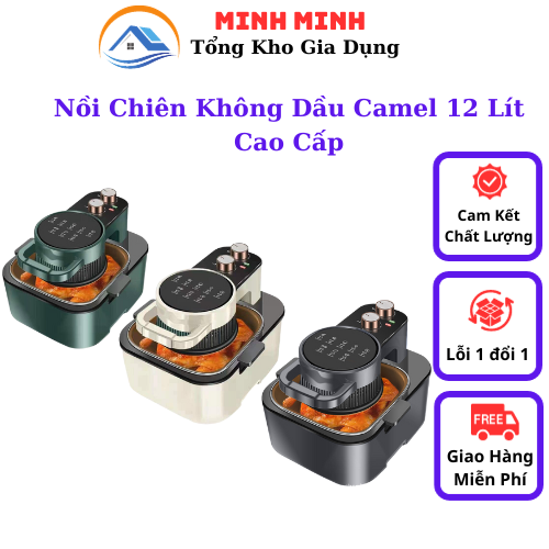 Nồi Chiên Không Dầu Camel 15 Lít Nắp Kính Trong Suốt, Công Suất 1800w, Nướng Được Cả Con Gà – Mẫu Mới Tiết Kiệm Điện Thông Minh..HB12T