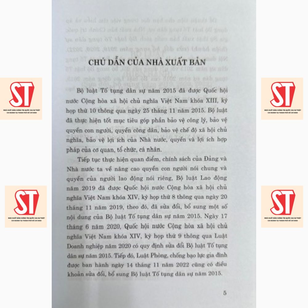 [Sách] BỘ LUẬT TỐ TỤNG DÂN SỰ ( SỬA ĐỔI, BỔ SUNG NĂM 2019, 2020,2022)