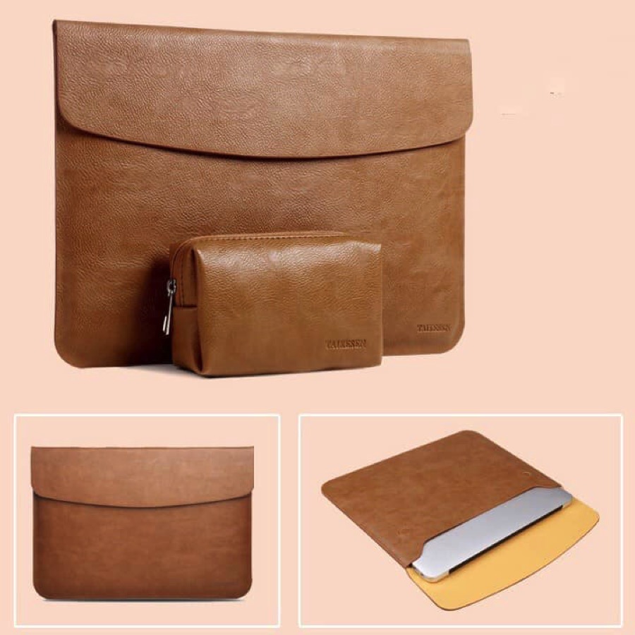 Bao da, túi da, cặp da chống sốc cho Macbook, laptop, surface, ipad kèm ví đựng sạc chuột