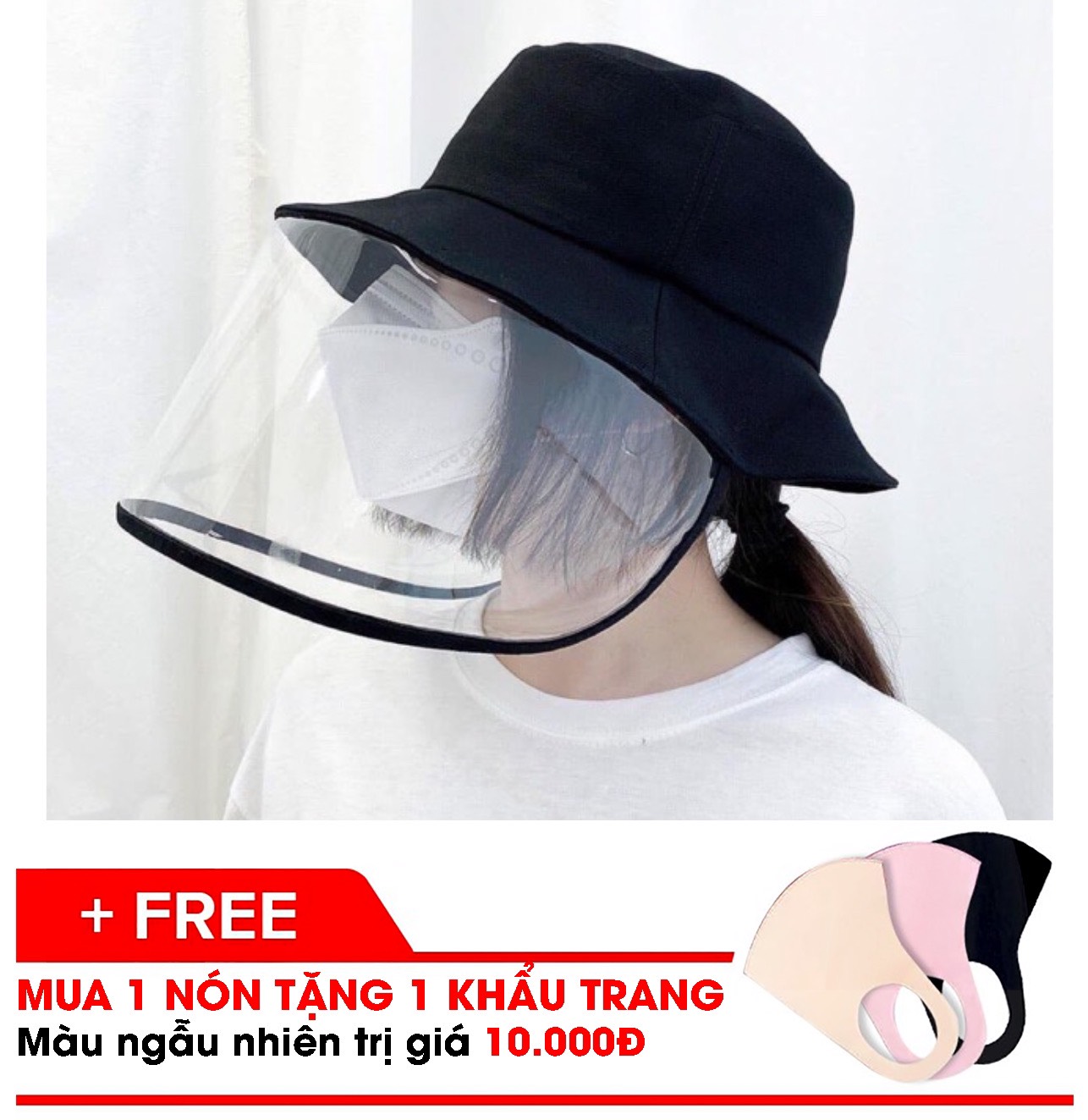 Nón chống dịch/ chống nắng kèm kính bảo hộ tháo rời, ngăn ngừa bụi, an toàn tuyệt đối cho nam nữ, mũ bucket chống dịch.