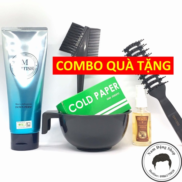 Kem ép side tóc chuyên nghiệp cho Nam BRITISH M Mens Style Down Perm 200g + COMBO QUÀ TẶNG nhập khẩu
