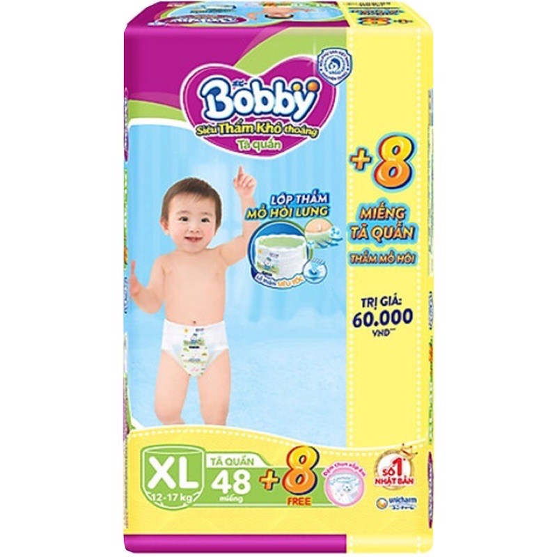 Tã quần Bobby Size XL 48 miếng (dành cho bé từ 12 - 17 kg)