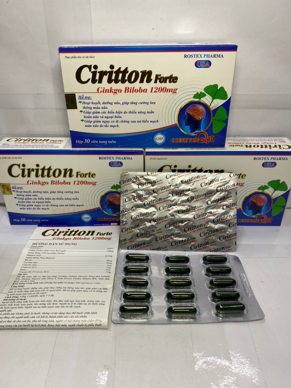 Hoạt huyết dưỡng não Ciritton Fort Ginkgo Biloba 1200mg giảm đau đầu, hoa mắt, chóng mặt, rối loạn tiền đình hộp 30 viên Sản phẩm có nguồn gốc xuất xứ rõ ràng. Dễ dàng sử dụng Cam kết sản phẩm y như hình