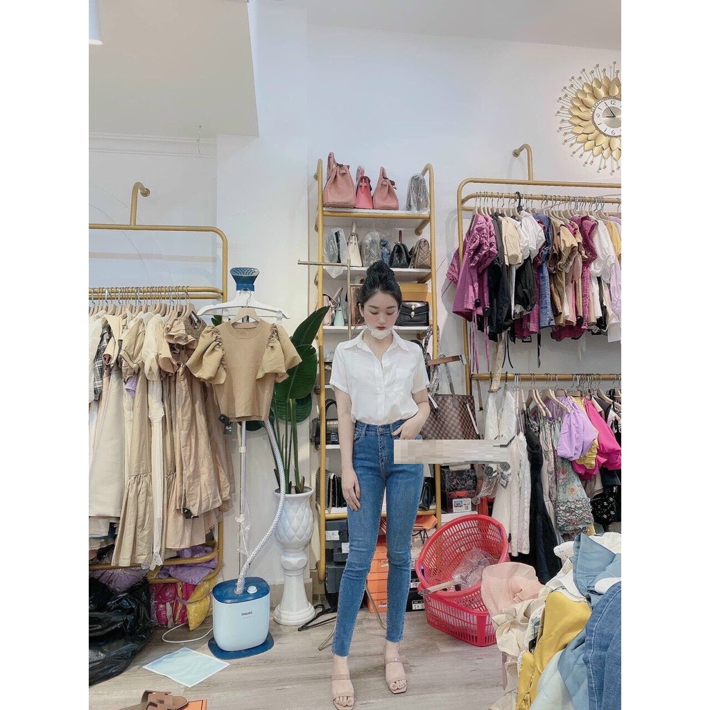 Áo SƠ MI NỮ GU CỘC TAY thanh lịch nữ tính