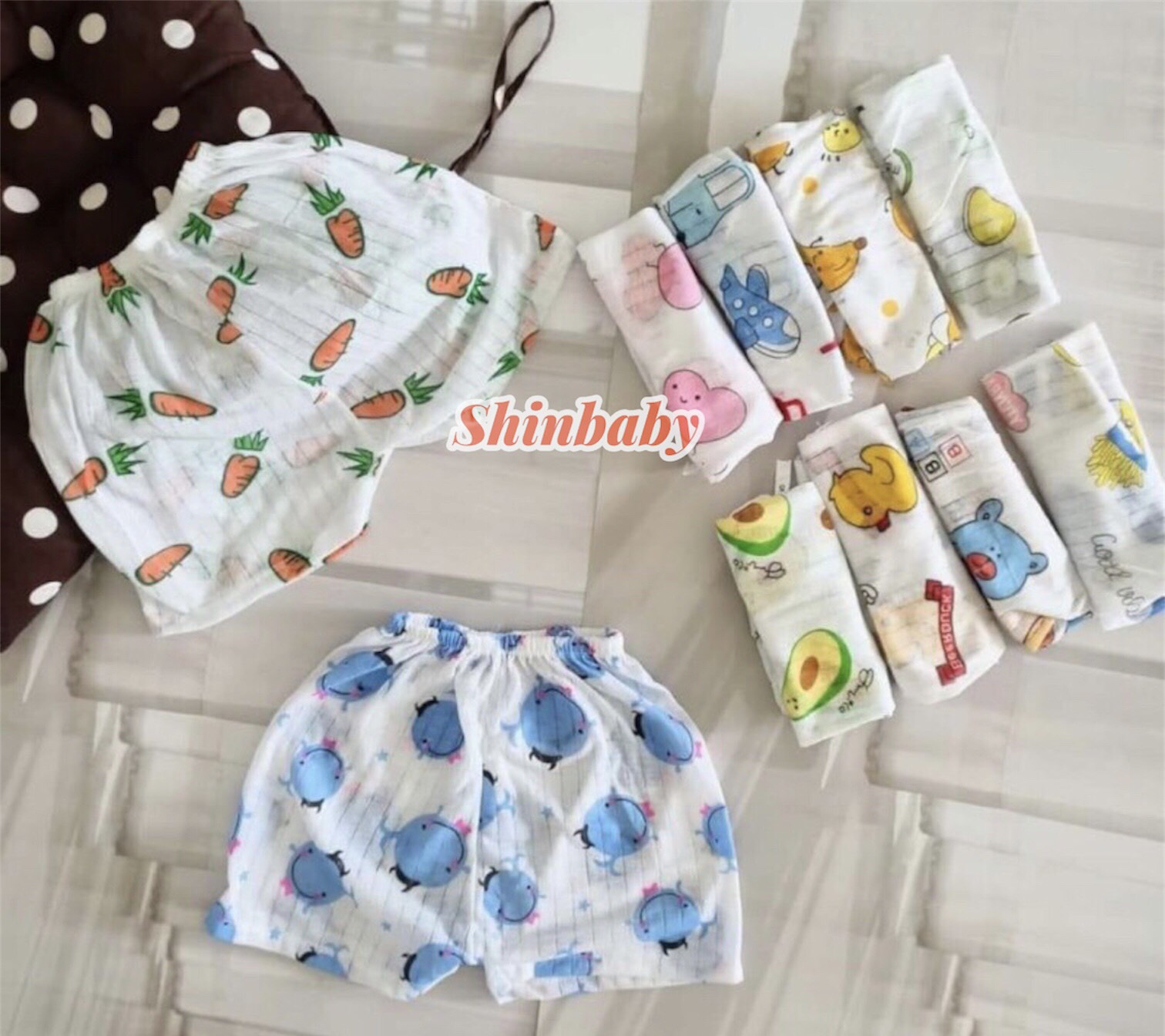 Set 5 quần đùi cotton giấy mỏng mát cho bé với nhiều họa tiết đáng yêu