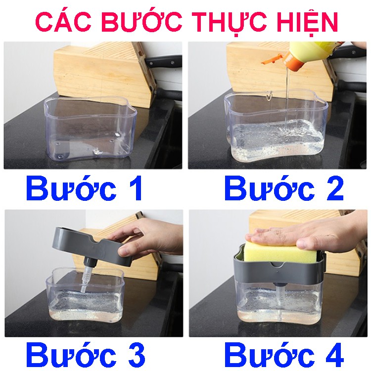 Hộp Đựng Nước Rửa Chén Tự Động Tạo Bọt 2 in 1