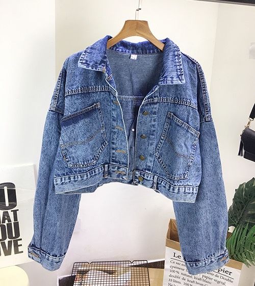 Áo khoác jean nữ nhiều nút cài sau lưng Áo khoác denim nữ Trơn Khoá Áo Bảng nút Dịp Thường ngày 2