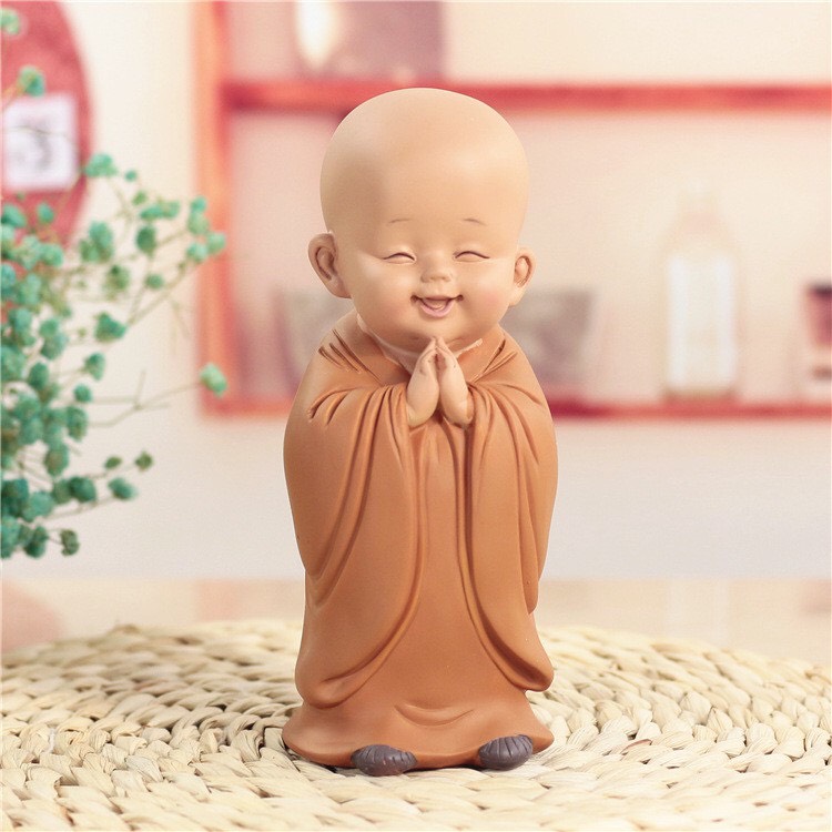 Tượng Chú Tiểu Áo Vàng Yêu Đời Size 17cm