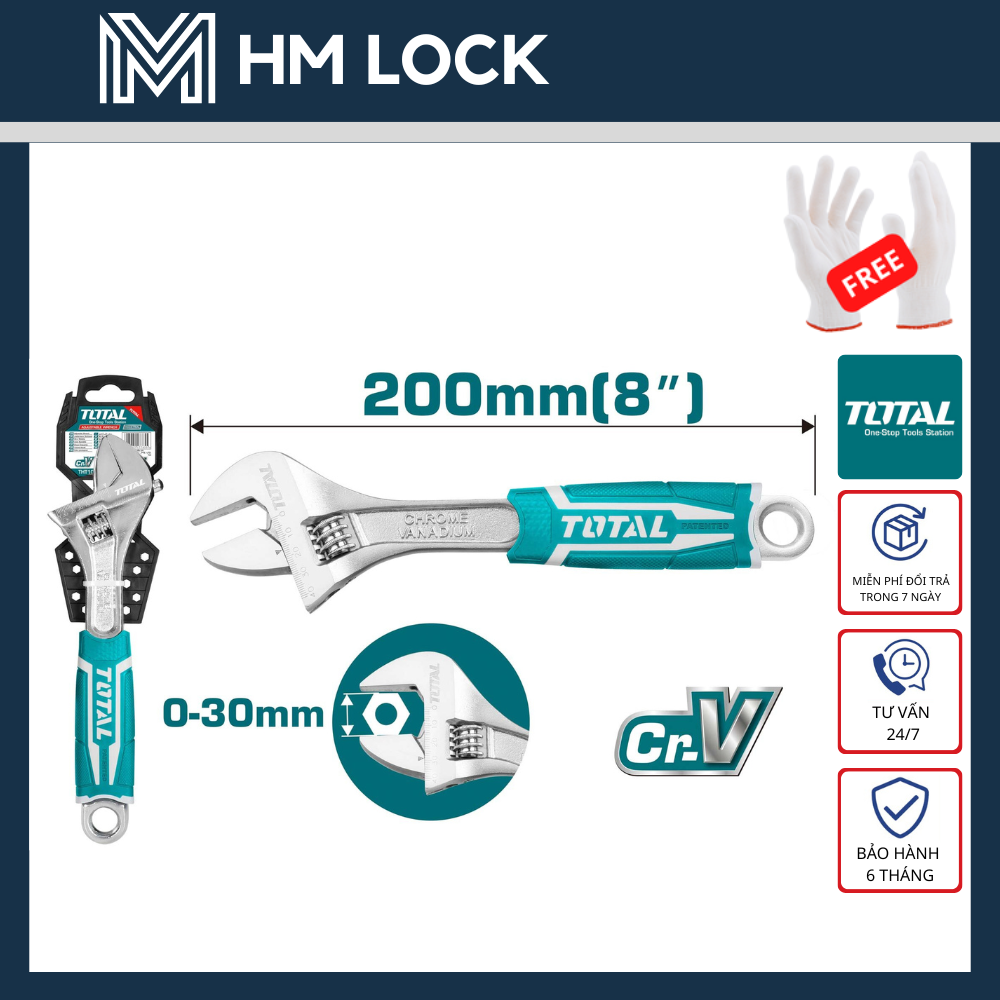 MỎ LẾT TOTAL BỌC NHỰA 8", 10", 12" - THÉP CR-V SIÊU CỨNG, SIÊU BỀN, KHÔNG GỈ CAO CẤP - HM LOCK