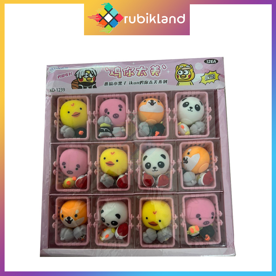 Đồ chơi giỏ squishy mochi kèm charm 3d đồ chơi trẻ em thú mochi hoạt hình cao su silicon dẻo