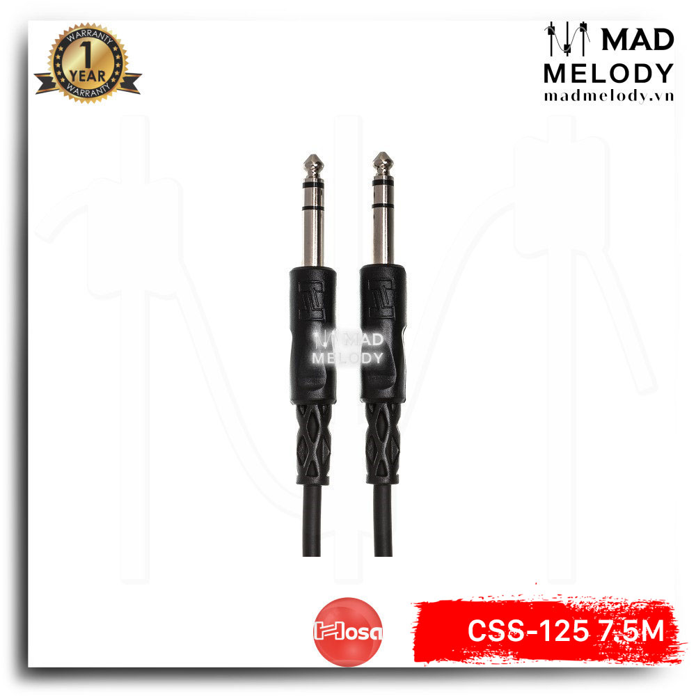 Hosa Balanced Interconnect CSS-125 (7.5m) (1/4in TRS - 1/4in TRS) [Dây cáp tín hiệu kết nối 6ly đơn, NEW]