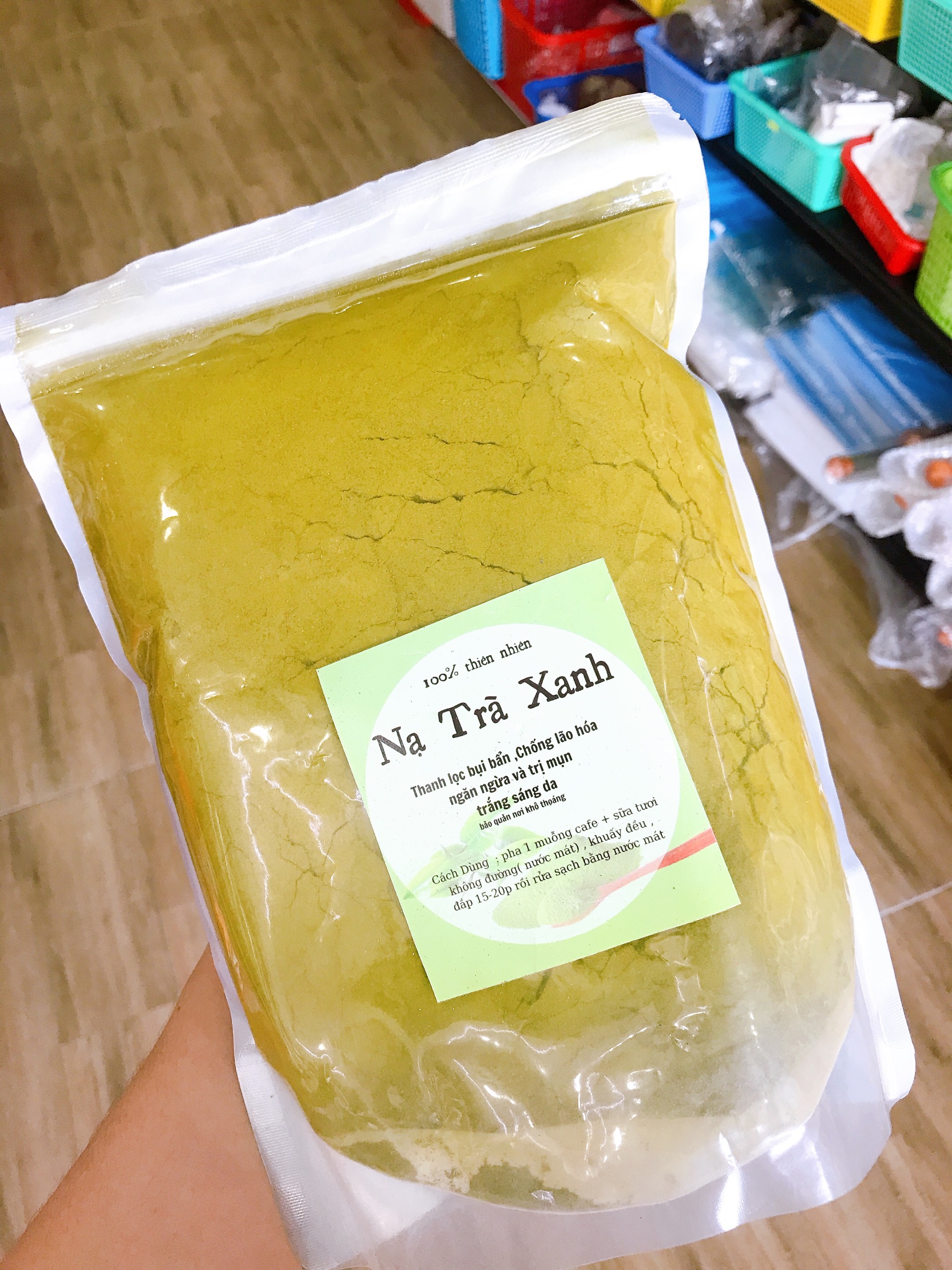(1kg) BỘT MẶT NẠ TRÀ XANH KHÁNG KHUẨN - TRỊ MỤN