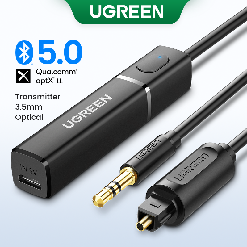 UGREEN Bluetooth5.0 Transmitter 3.5mm Audio Bluetooth Sender Support Two-Ponit Connection Bluetooth Sender APTX for TV/PC