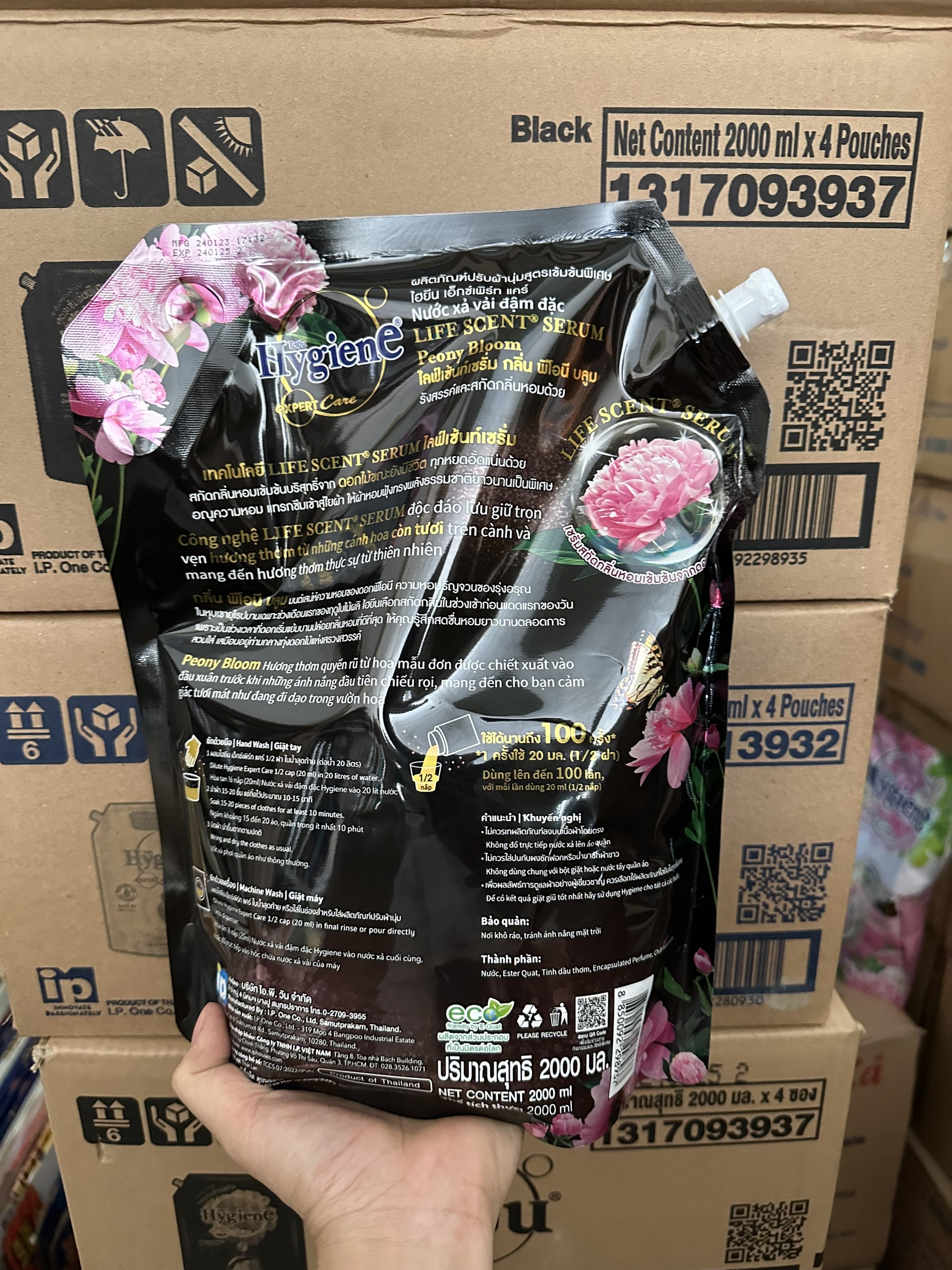 Nước xả vải đậm đặc hygiene expert care 1150 hương hoa mẫu đơn thái lan