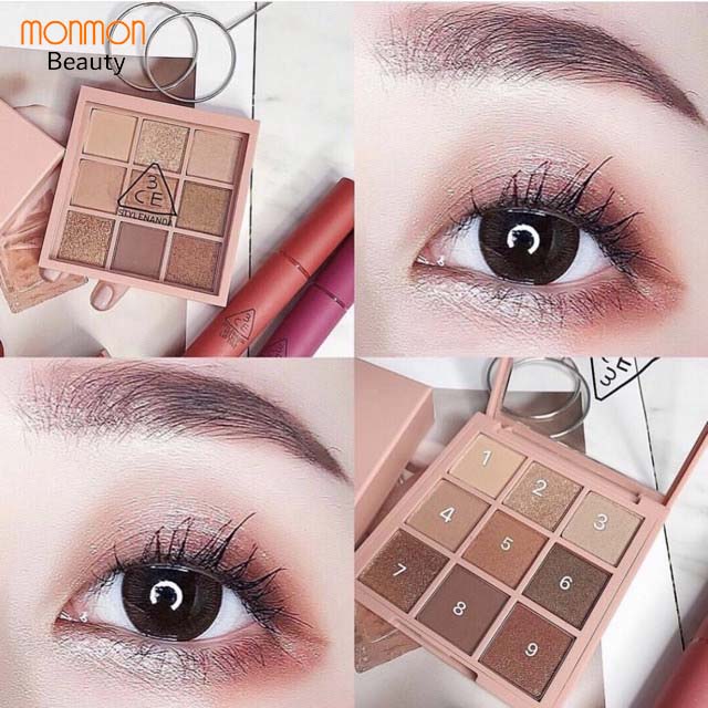 Phấn Mắt 3CE Multi Eye Color Palette, Màu Mắt 9 Ô Có Nhũ (9,5g)