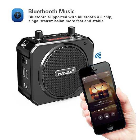 [HCM]Máy Trợ Giảng Không Dây Kèm Micro Zansong M80 Có Bluetooth