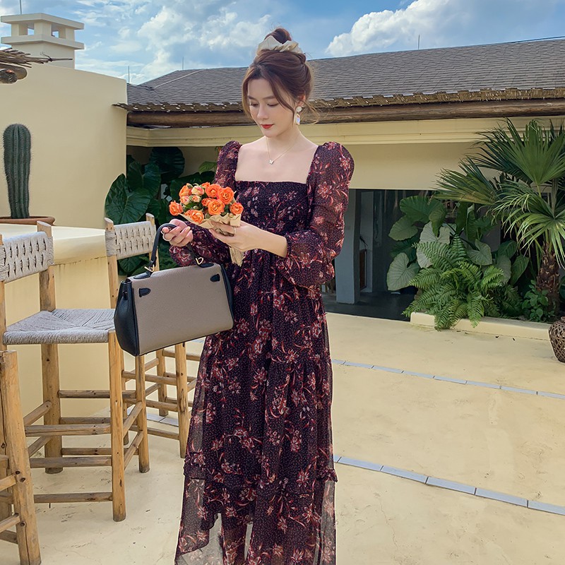 Đầm Maxi Voan Hoạ Tiết Hoa Tiểu Thư