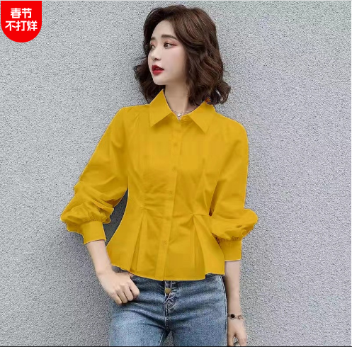 Áo sơ mi nữ chiết eo tay bồng siêu tôn dáng