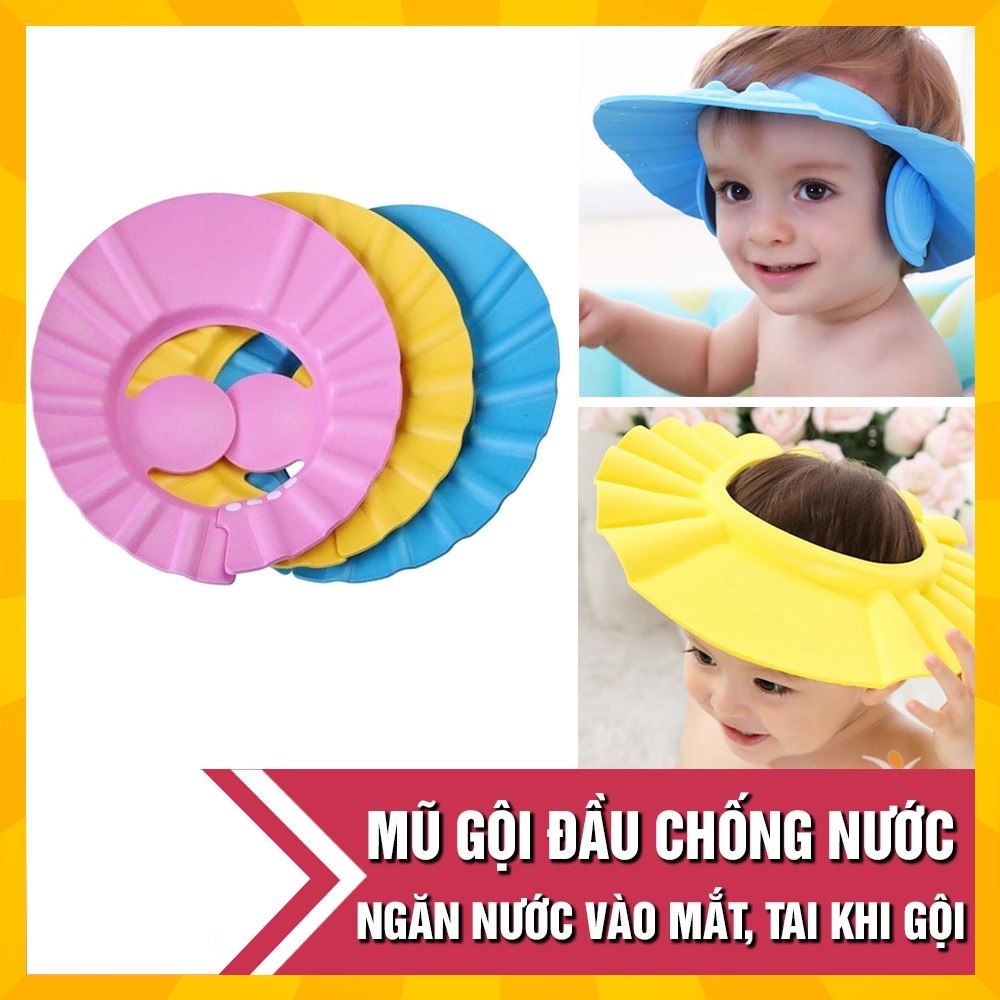 Mũ gội đầu bịt tai, chắn nước cho bé