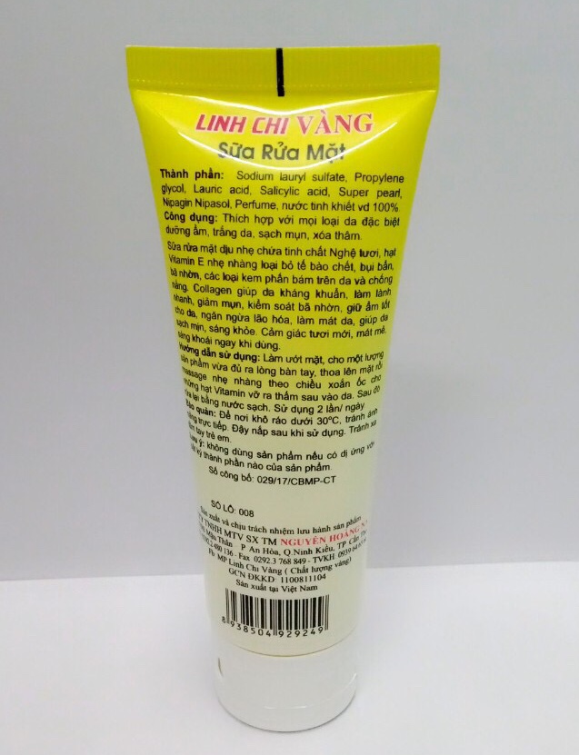 Sữa Rửa Mặt Sạch Mụn Trắng Da LINH CHI VÀNG