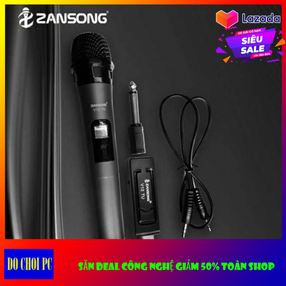 Micro Karaoke không dây Zansong V-12 nàm hình LCD Micro V12 dành cho Amly  loa kéo loa karaoke bluetooth JBZ SANSUI ZANSONG DAILE ISKY JBL P89 P88... - Micro không dây giá rẻ - Hỗ trợ các thiết bị có jack cắ