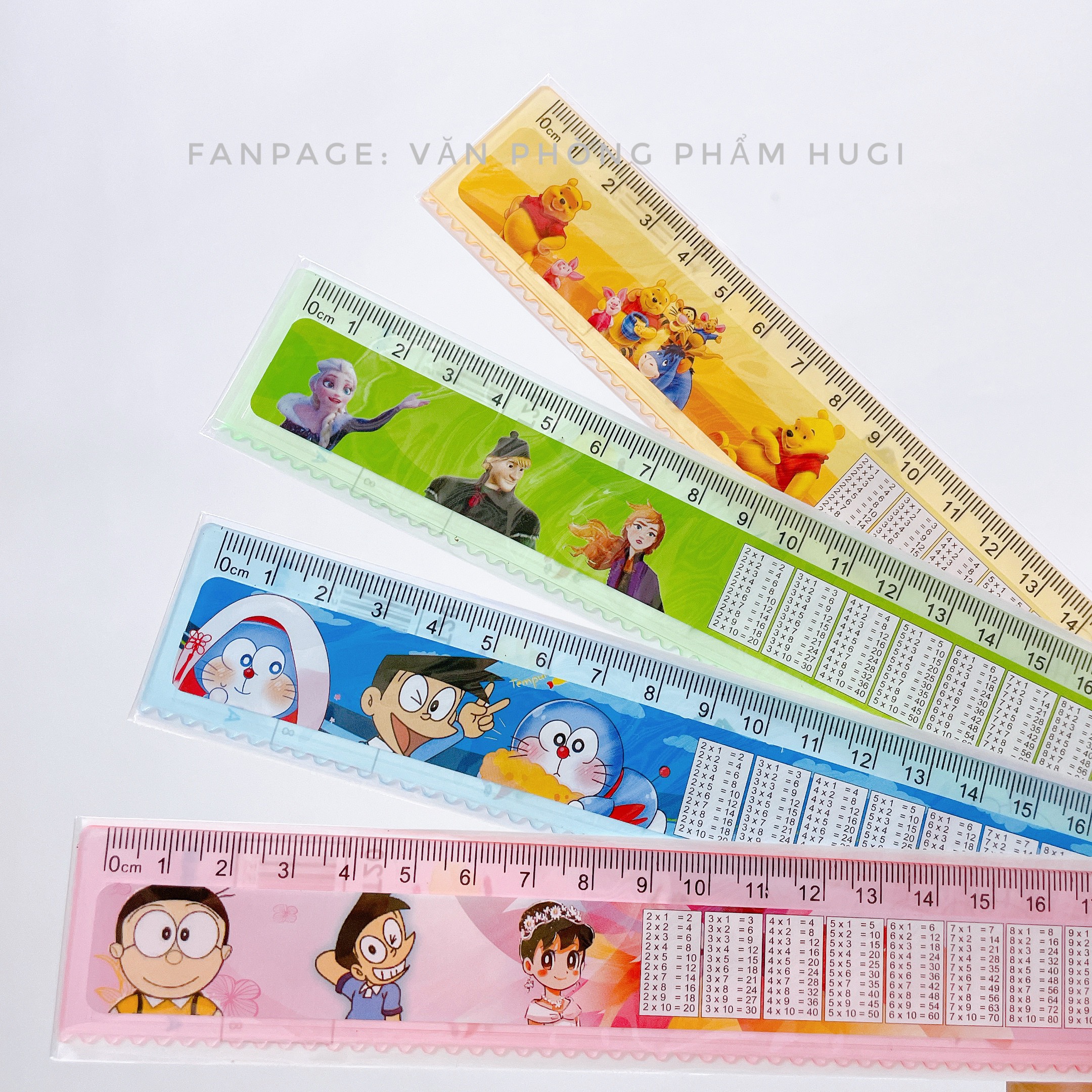 Set gồm 2 thước kẻ hoạt hình có bảng cửu chương