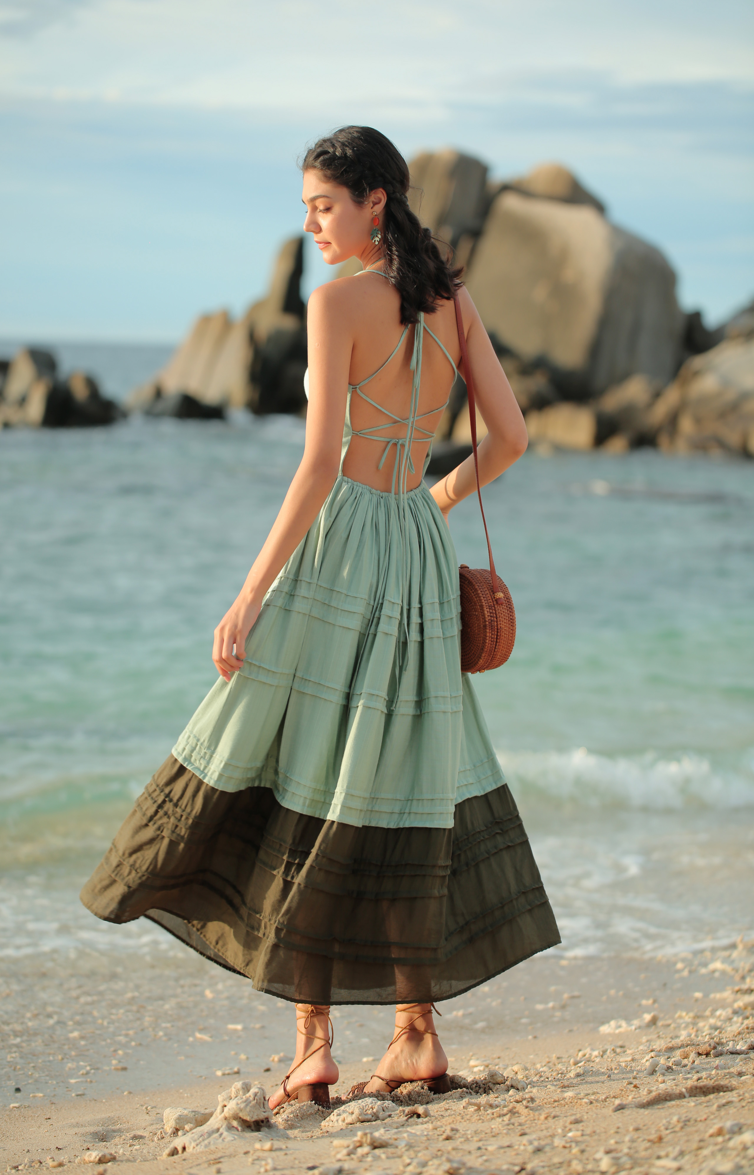 SÒ VINTAGE - DYAN Đầm 2 dây phối màu