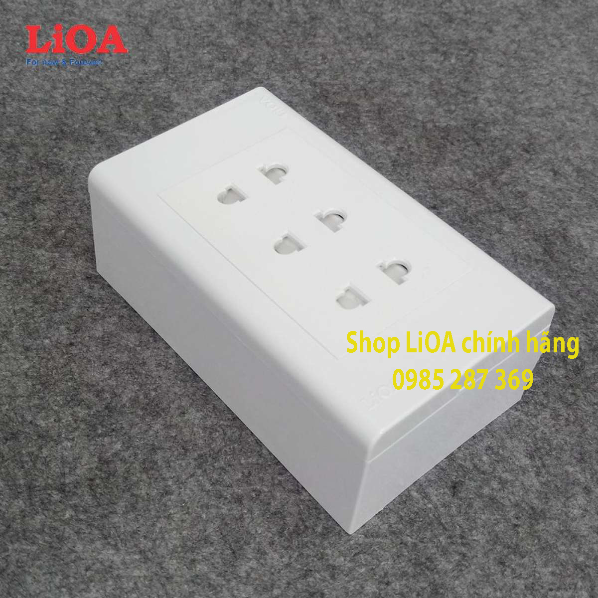 Combo ổ cắm điện ba 2 chấu 16A LiOA (3520W) - Lắp nổi