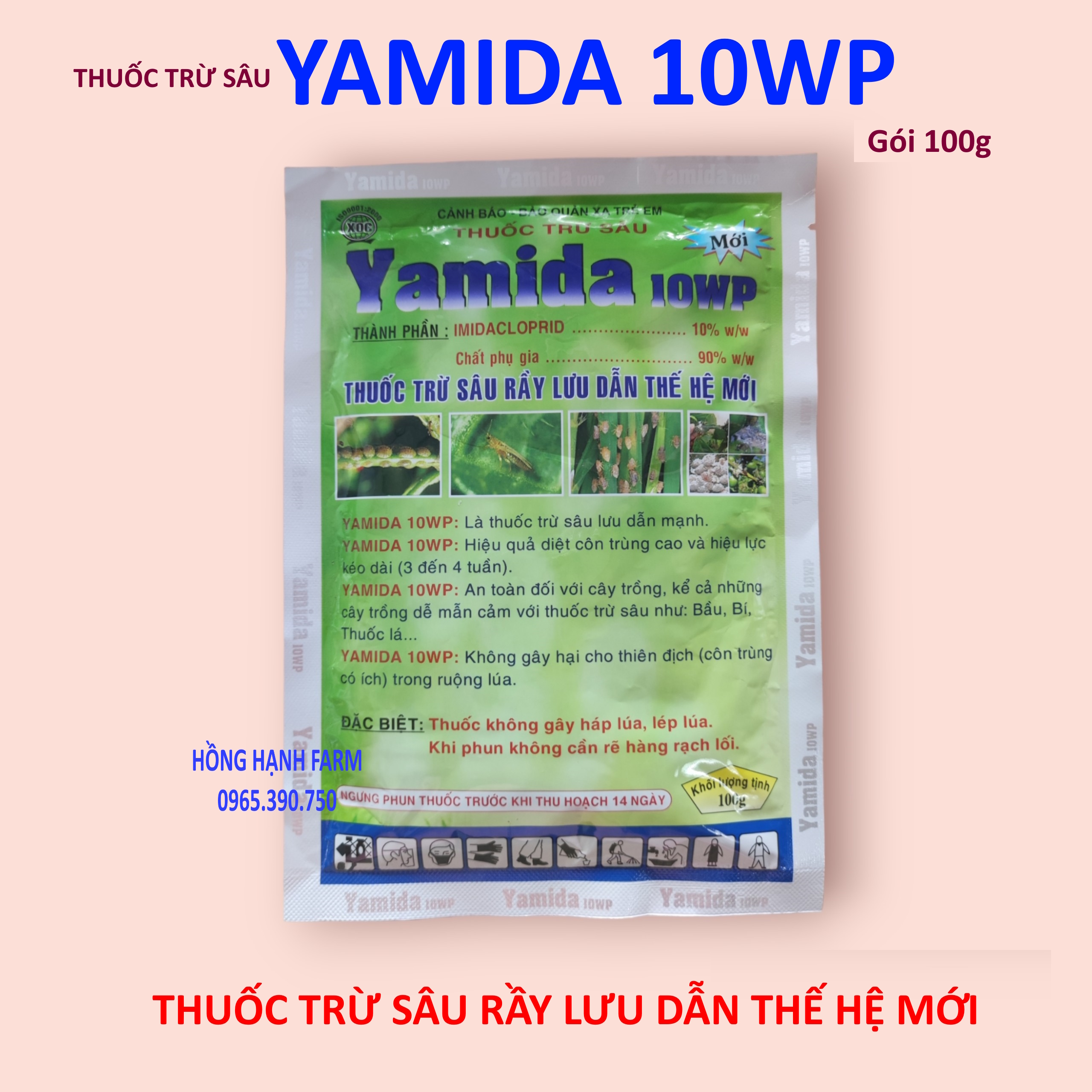 Thuốc trừ sâu yamida 10wp - trừ sâu, rầy nâu, bọ trĩ, rầy chổng cánh, rệp sáp, rệp vải,...lưu dẫn thế hệ mới