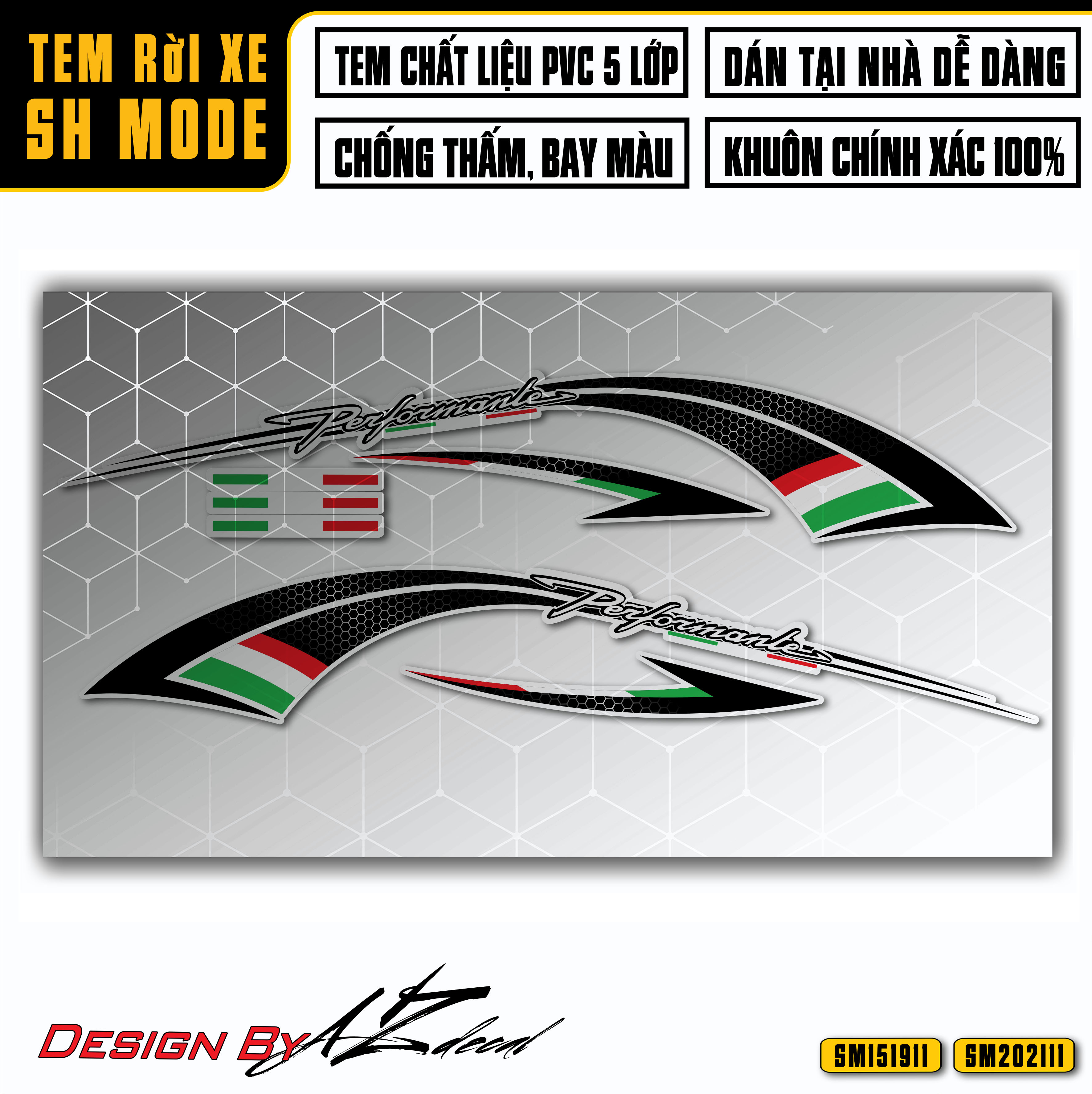 Tem Chế Xe SH Mode Mẫu Matrix Italy | SM11 | Decal Rời Dán Xe Máy Performante Dán SH Nữ Đẹp, Chống Nước, Chống Phai Màu - Azdecal