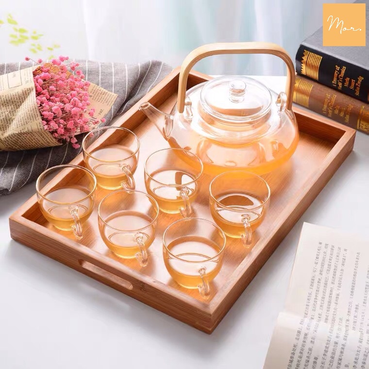 Bộ Ấm Trà Thủy Tinh Chịu Nhiệt - 800Ml