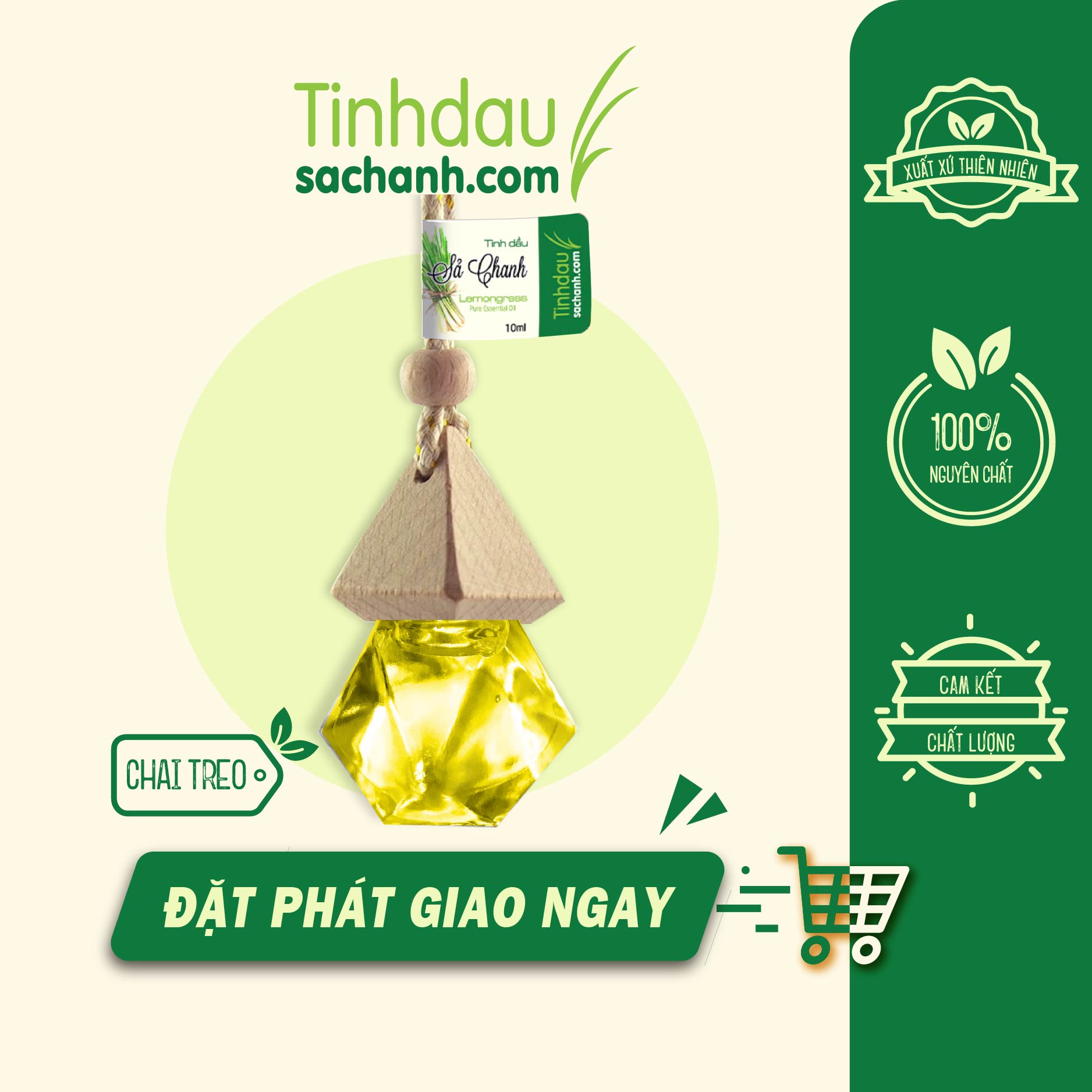 Tinh dầu Sả Chanh treo xe ô tô Tinhdausachanh.com Lemongrassđa năng treo