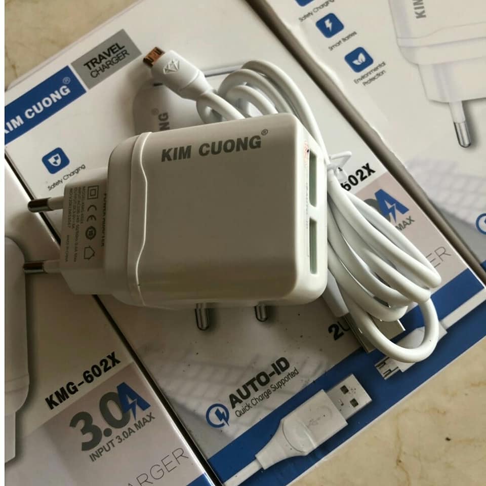 Bộ Sạc KIM CƯƠNG KMG 602X 3.0A MAX  kèm cáp micro usb