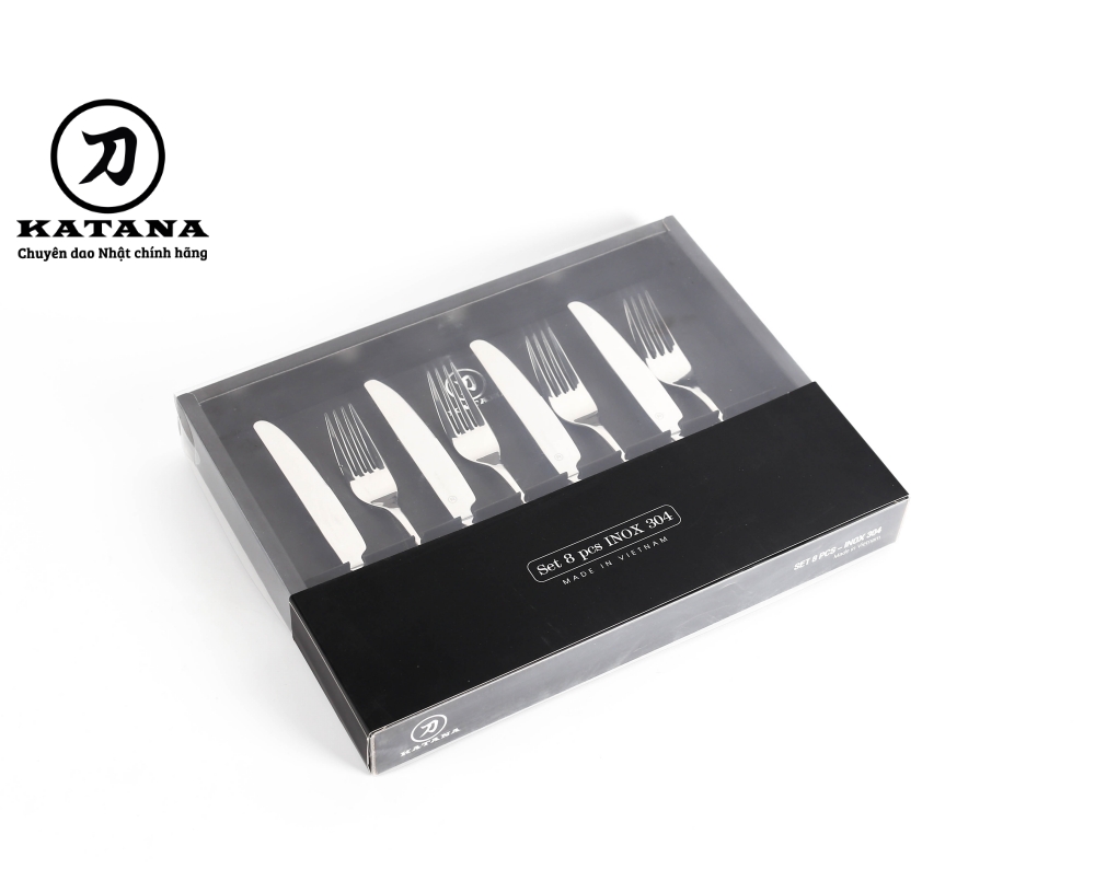 Set 8 dao dĩa beefsteak cao cấp vân trơn Elegance VTK284