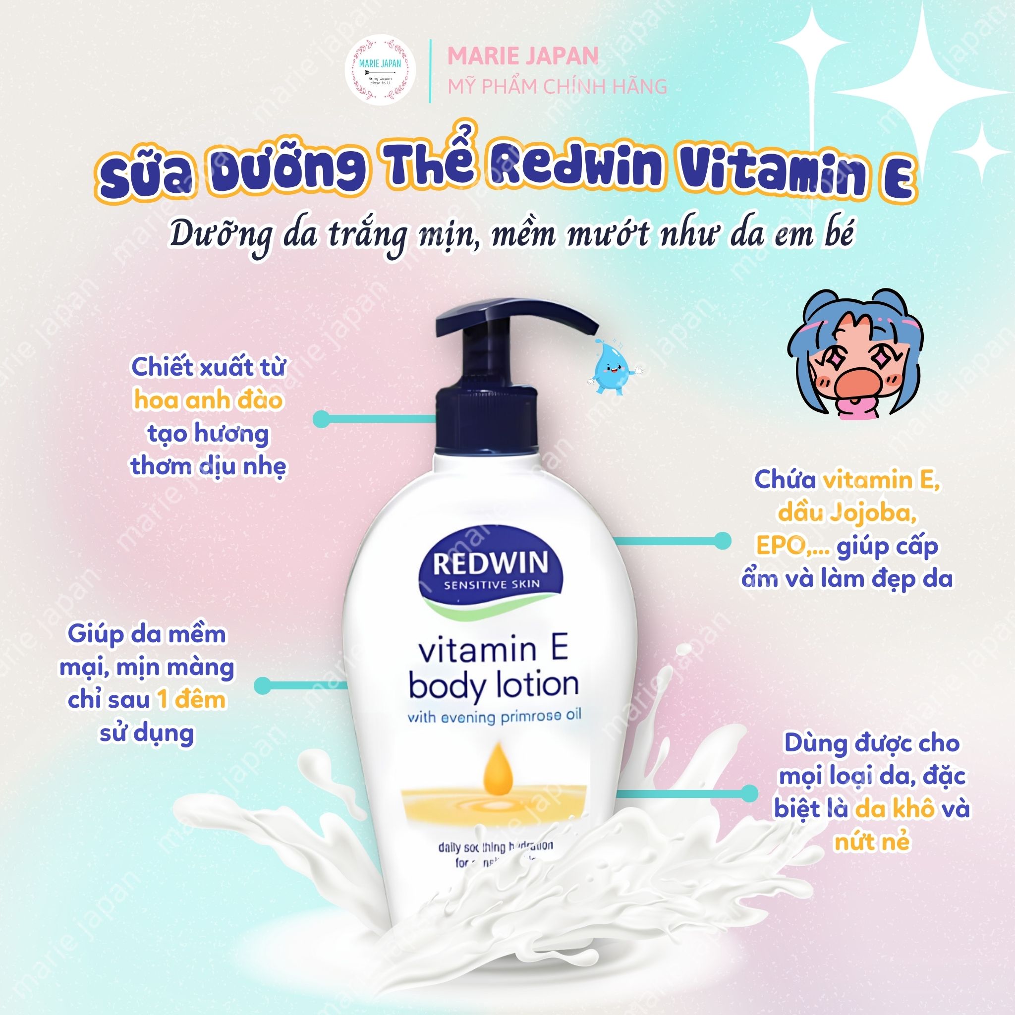 Dưỡng Thể Redwin Sensitive Skin Vitamin E Body Lotion 400ml