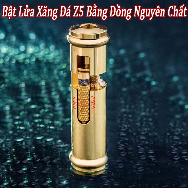Hộp Quẹt Bật Lửa Xăng Đá Z5, Bằng Đồng Nguyên Chất, Thiết Kế Kiểu Dáng Độc Đáo (KHÔNG CHỨA XĂNG GAS)