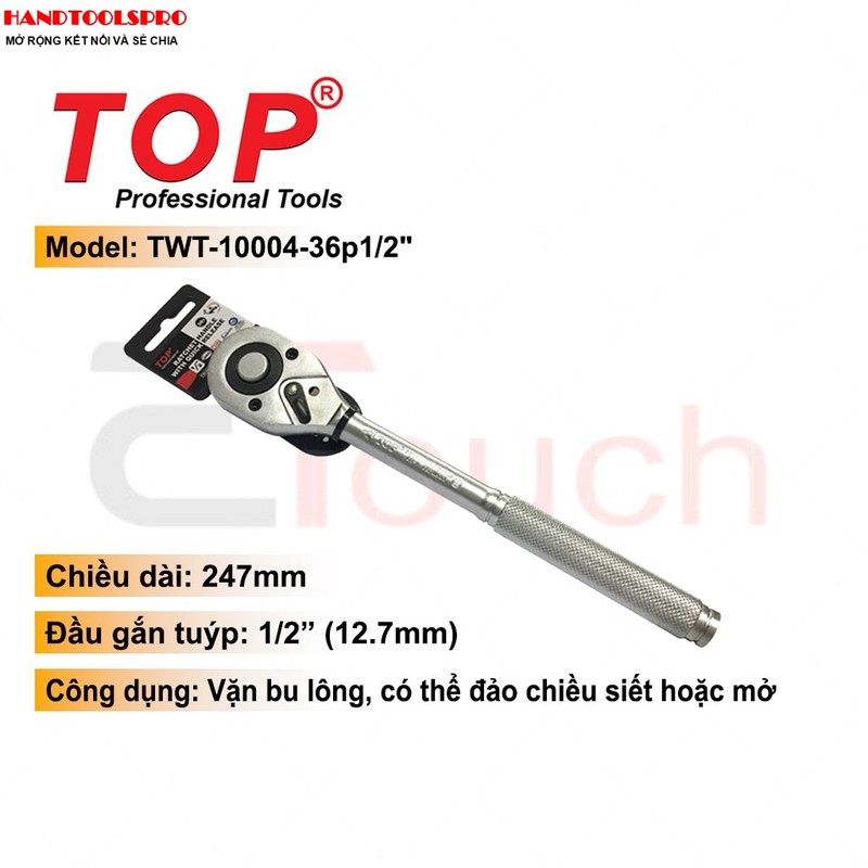 Cần siết tự động 1/2 đầu vuông 24 và 36 răng top twt-10004-1/2