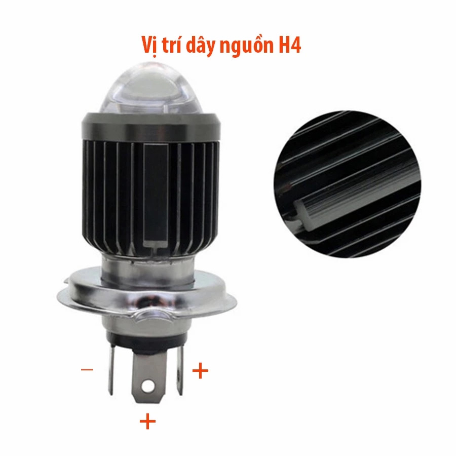 Đèn Pha Bi Cầu Mini H4 Xe Máy Cos Vàng Pha Trắng M3Mini