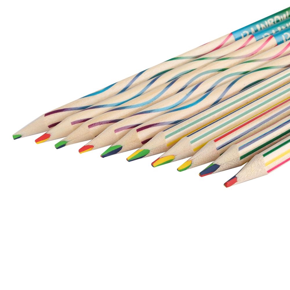 【CC】๑  2 Pcs Pencil 4 Mixed Colors Multicolor Student Drawing For Children Kids