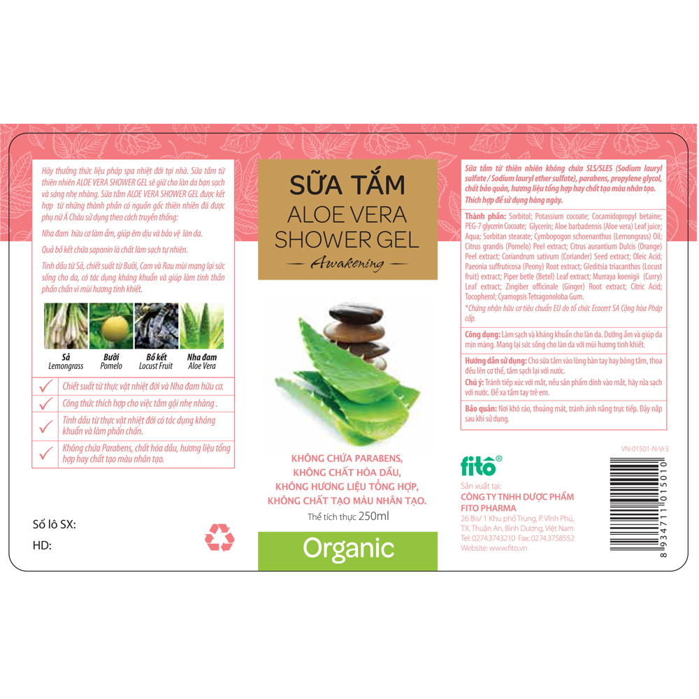 Sữa tắm Aloe Vera, 250ml (Aloe Vera Shower Gel, 250 ml)