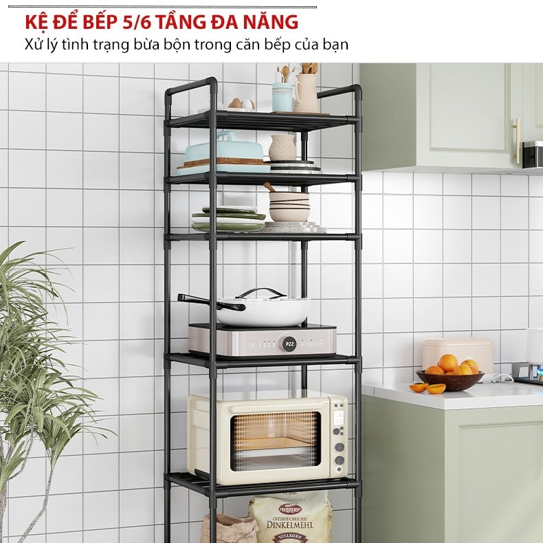 Premium Stainless Steel 5-storey kitchen shelf placed Super Compact