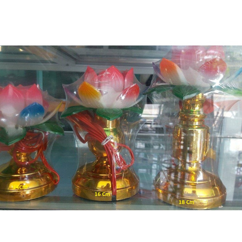 Bộ đèn bàn thờ hoa sen (Lớn) 1 cặp