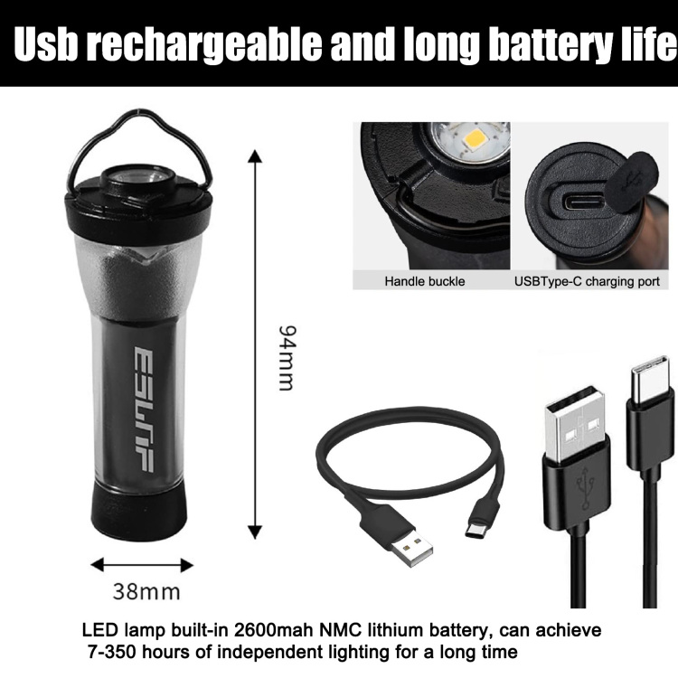 LED Flashlight Rechargeable Camping Flashlight and Light Battery Powered 3 Light Modes Work Light Lamp Survival Tools Camping Supplies judicious