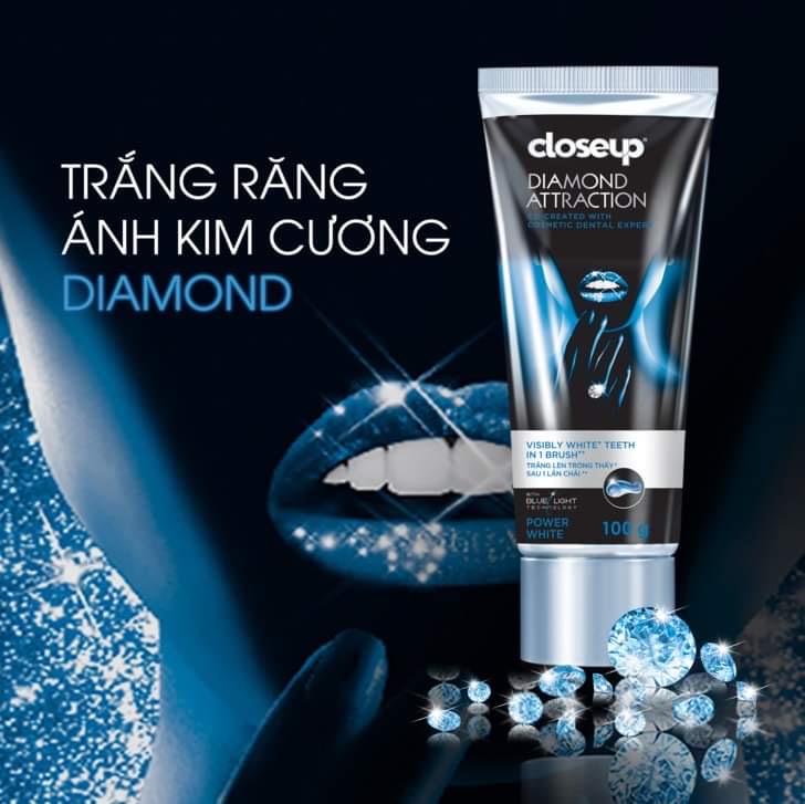 Kem đánh răng Closeup white attraction diamond 100g ( kem đánh răng trắng sáng kim cương Closeup 100gr)