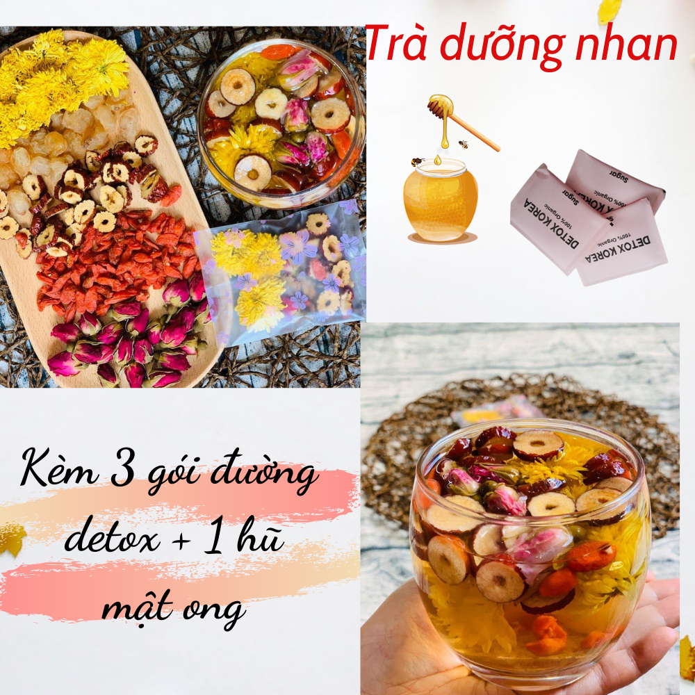 SET 30 gói  trà dưỡng nhan 5 Vị (Gồm: nụ hồng, táo thái lát, kì tử, long nhãn, hoa cúc)