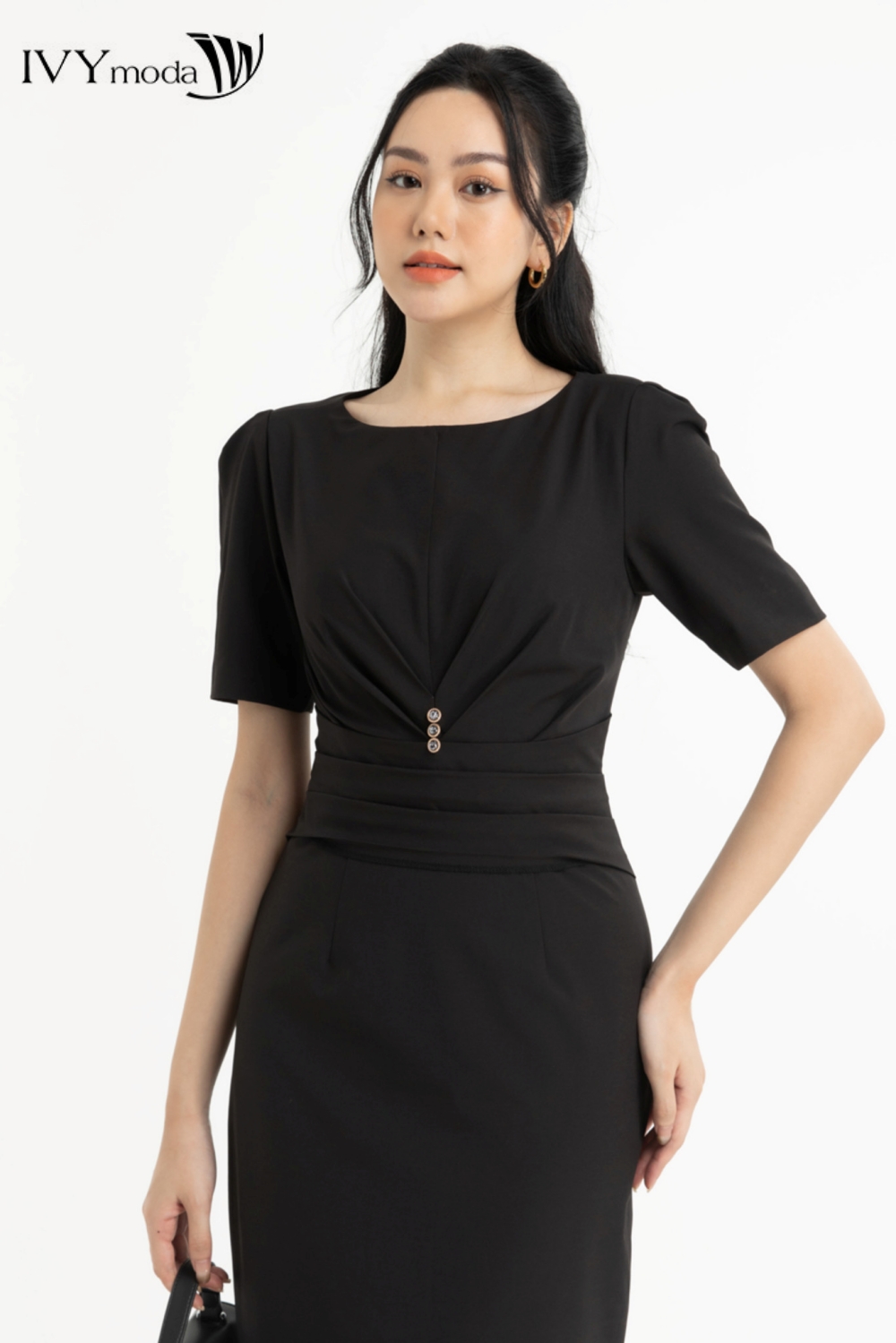 Đầm ôm eo xếp ly IVY moda MS 48M7559